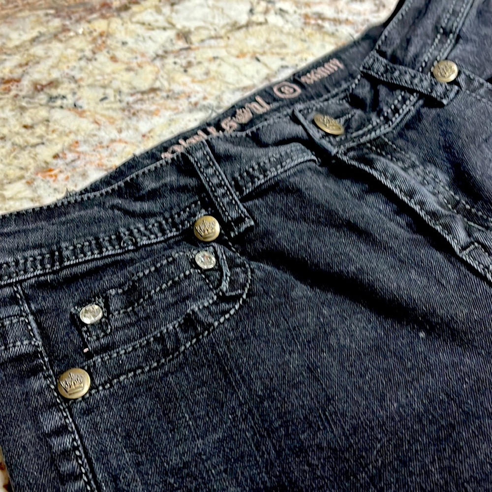 Rebel Soul black jeans with embellished pockets size 8